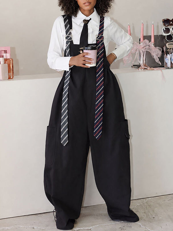 Preppy Tie Cargo Overalls
