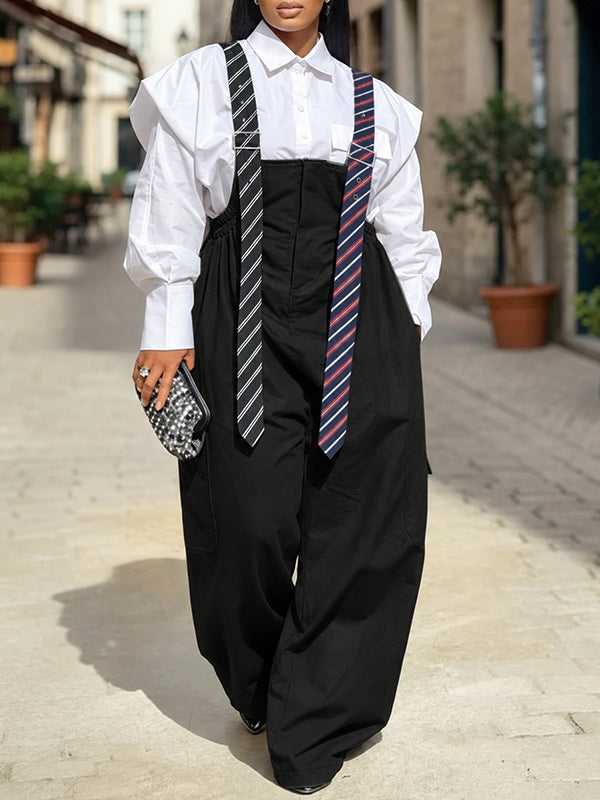 Preppy Tie Cargo Overalls