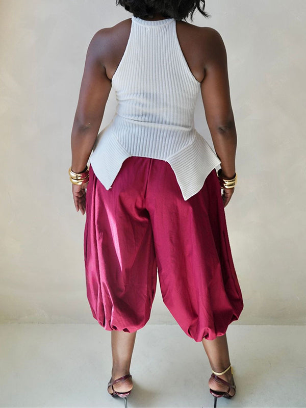 Ribbed Peplum Knit Tank Top