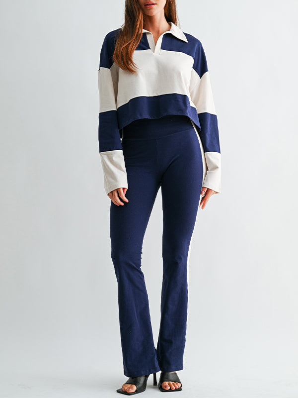 Two-Tone Polo Top & Pants Set