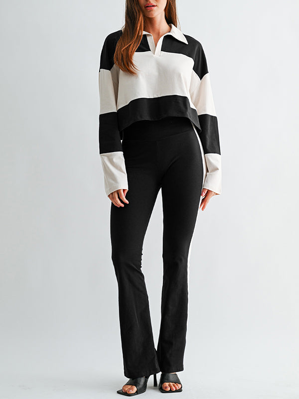 Two-Tone Polo Top & Pants Set