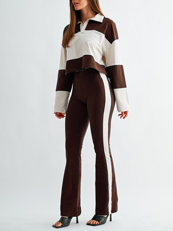 Two-Tone Polo Top & Pants Set