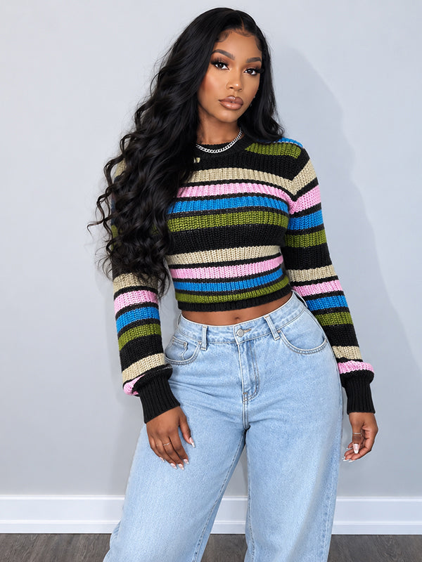 Stripe Round-Neck Sweater