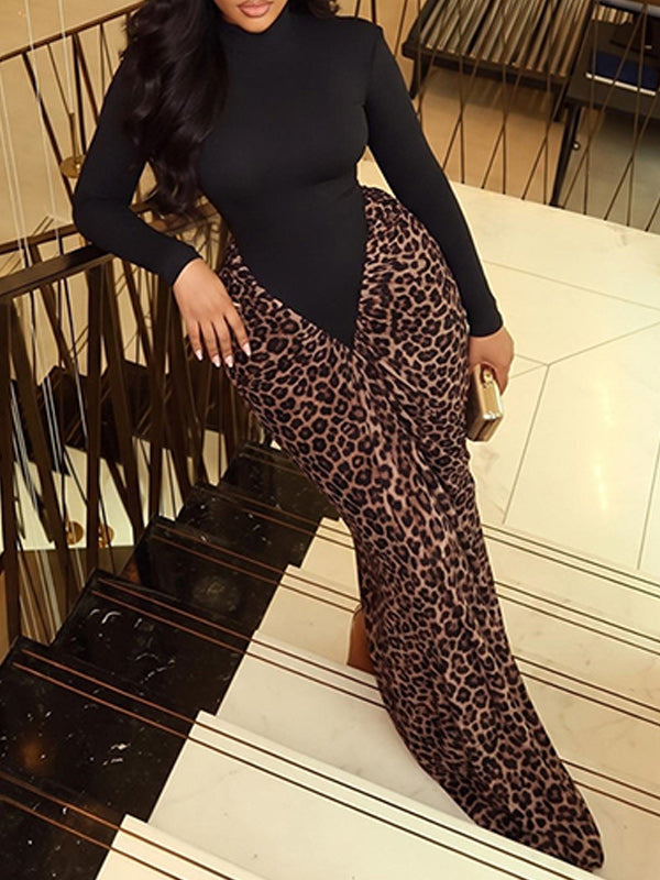 Leopard Combo Maxi Dress