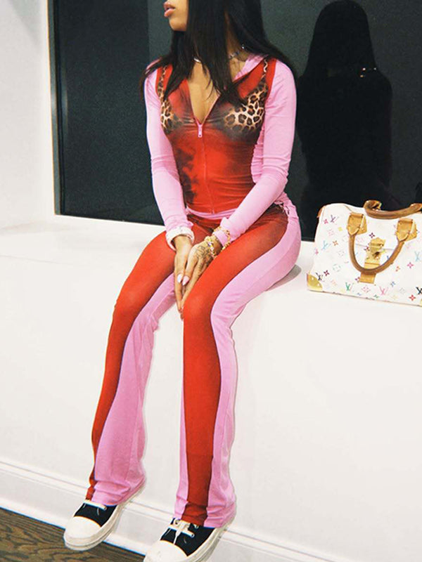 Printed Zip-Front Hoodie & Pants Set