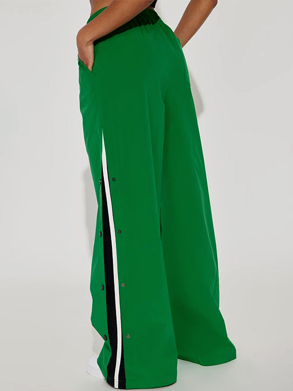 Button Wide-Leg Pants