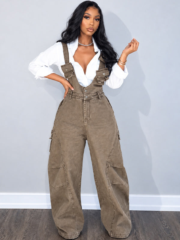 Vintage Wide-Leg Denim Overalls