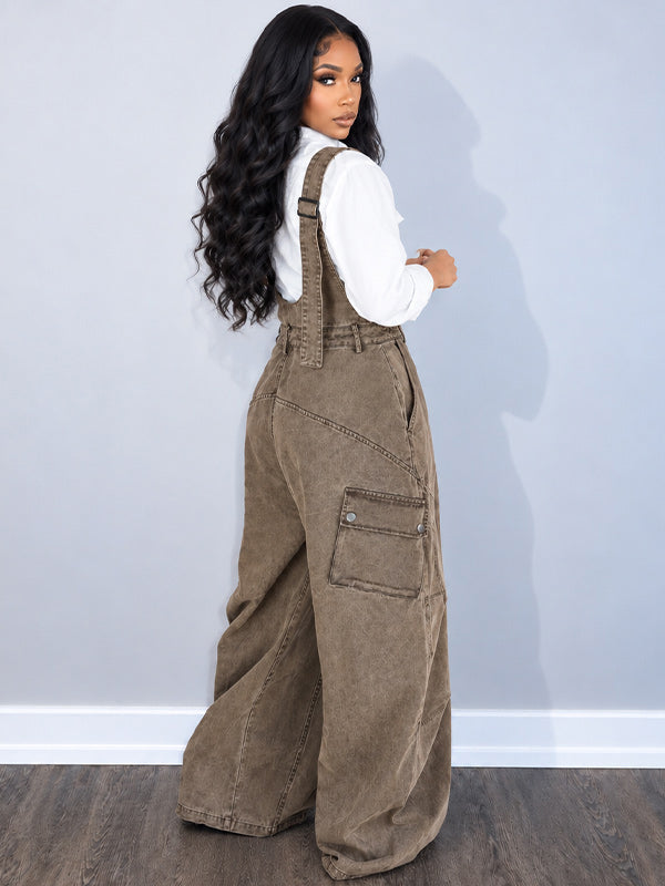 Vintage Wide-Leg Denim Overalls