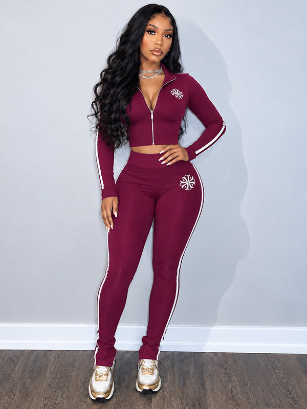 Side-Stripe Zip Top & Pants Set