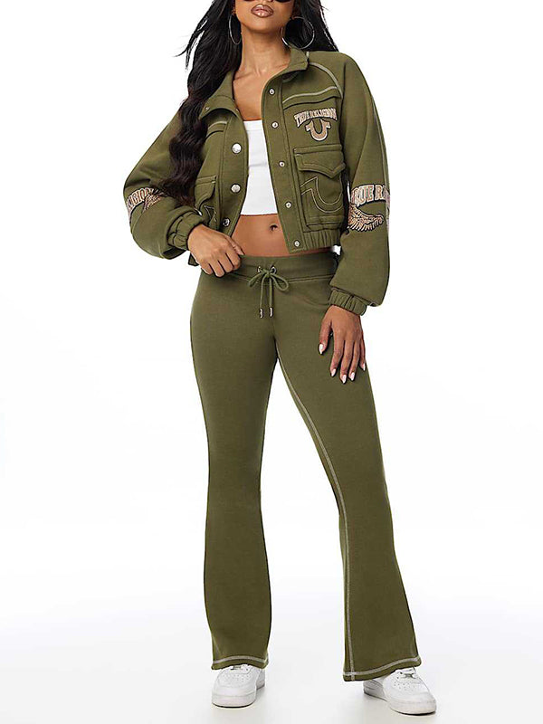 Cargo Jacket & Flare Pants Set