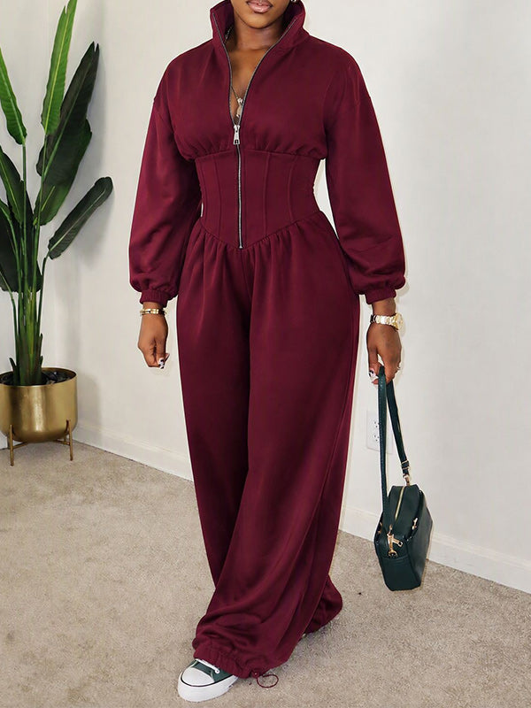 Zip-Front Wide-Leg Jumpsuit