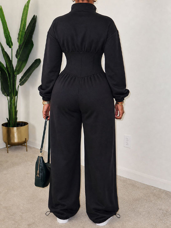Zip-Front Wide-Leg Jumpsuit