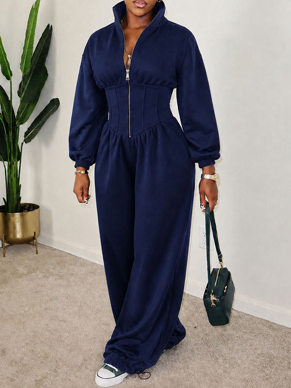 Zip-Front Wide-Leg Jumpsuit