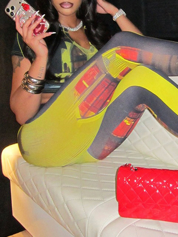 Printed Crop Top & Pants Set
