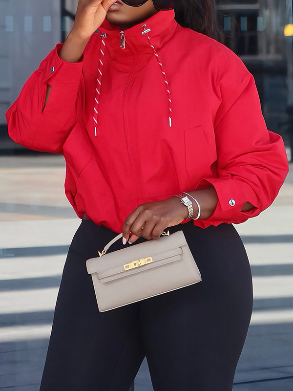 Stand-Collar Zip-Up Jacket