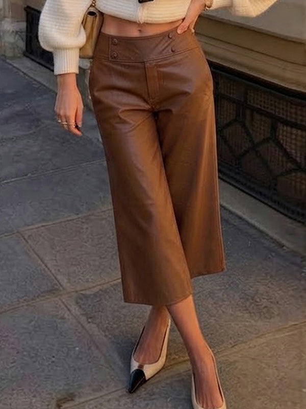 Faux-Leather Capri Pants