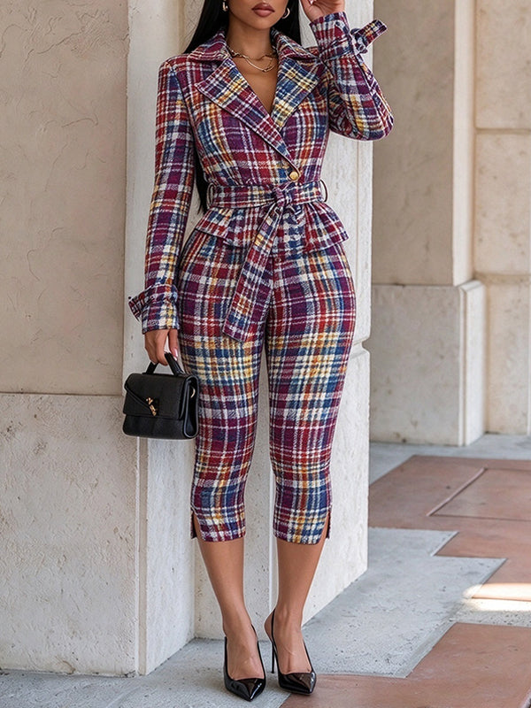 Printed Tied Blazer & Capri Pants Set