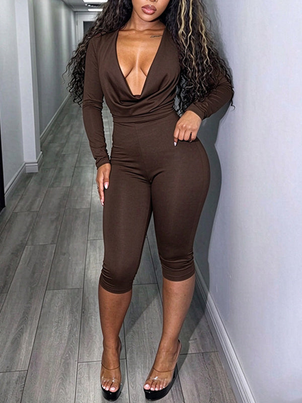 Cowl-Neck Capri Jumpsuit