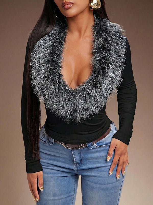 Faux-Fur Combo Top
