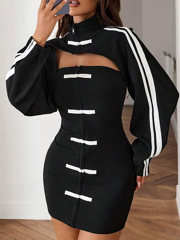 Side-Stripe Cutout Bodycon Dress