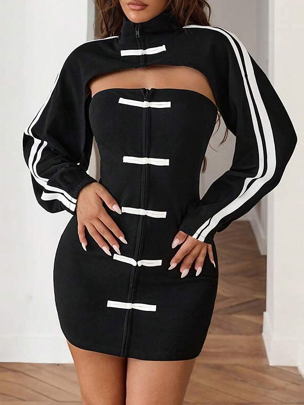Side-Stripe Cutout Bodycon Dress