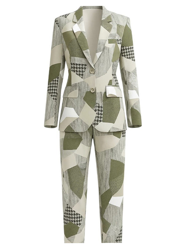 Printed Blazer & Jogger Pants Set