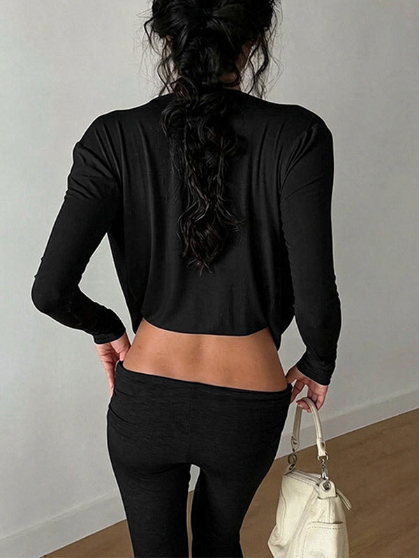 Plunging V-Neck Ruched Top