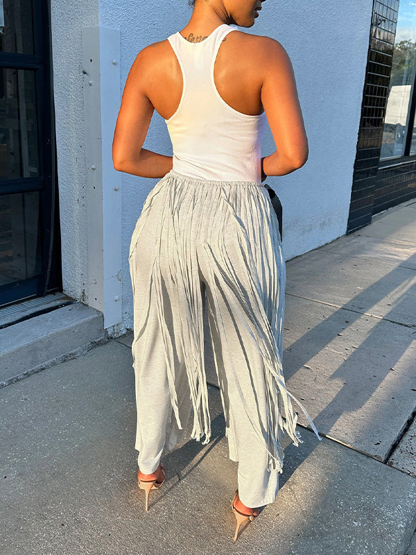 Fringe Wide-Leg Pants