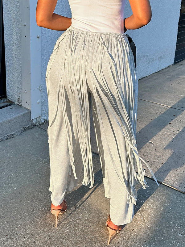 Fringe Wide-Leg Pants