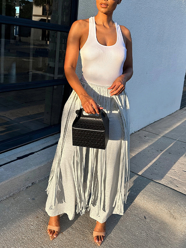 Fringe Wide-Leg Pants