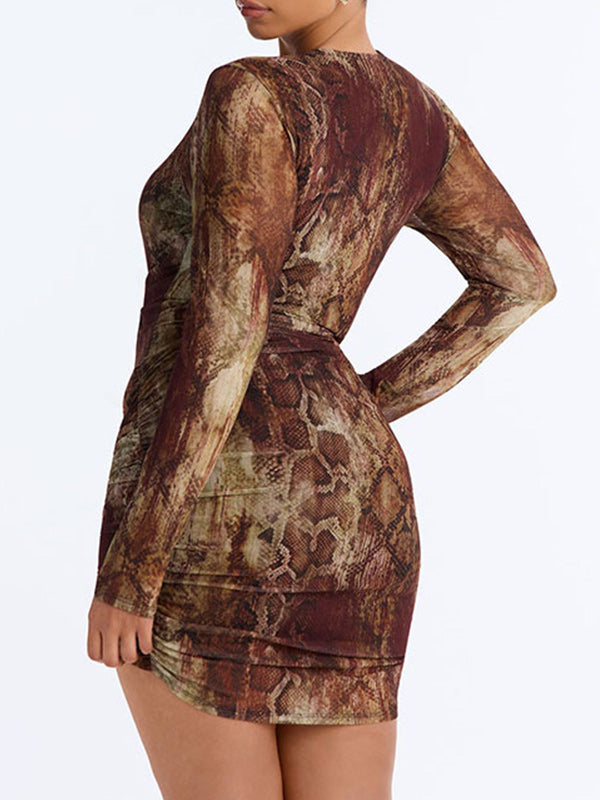 Snake-Print Bodycon Dress