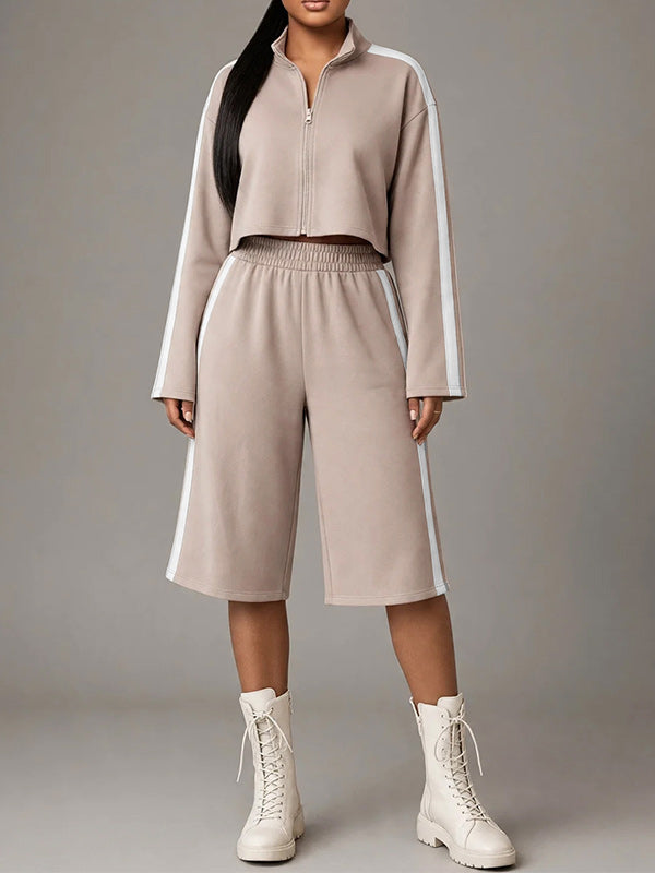 Side-Stripe Jacket & Capri Pants Set