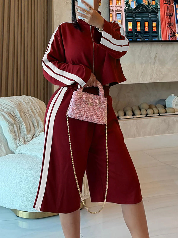 Side-Stripe Jacket & Capri Pants Set