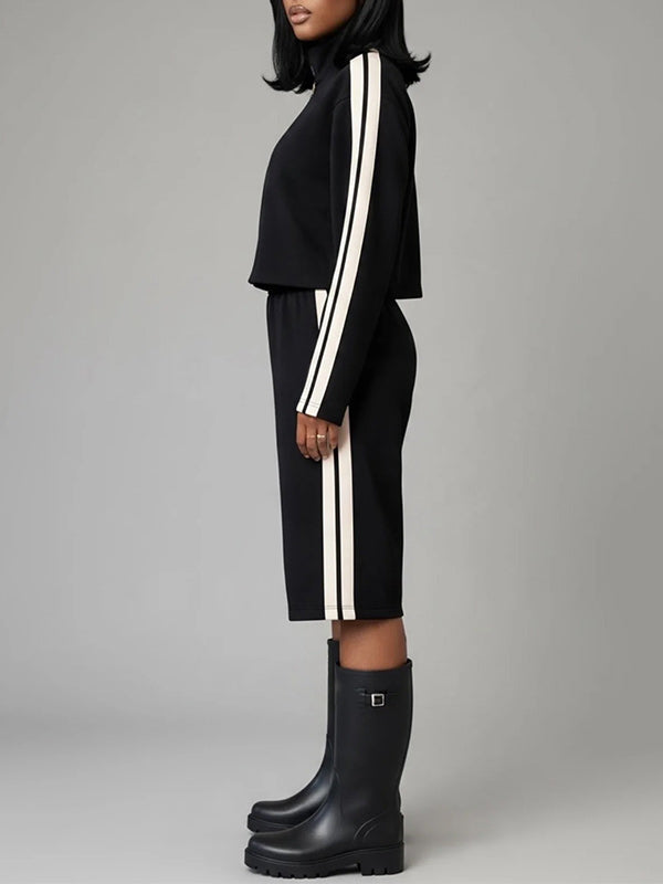 Side-Stripe Jacket & Capri Pants Set