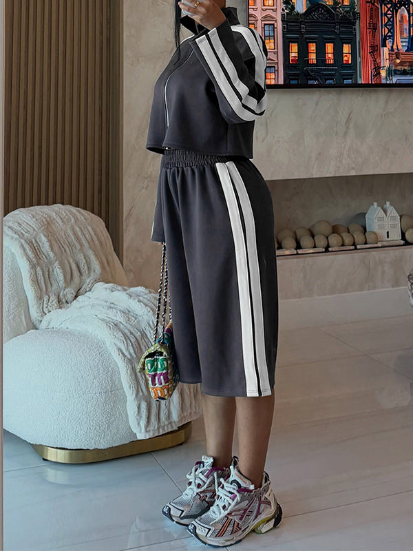 Side-Stripe Jacket & Capri Pants Set