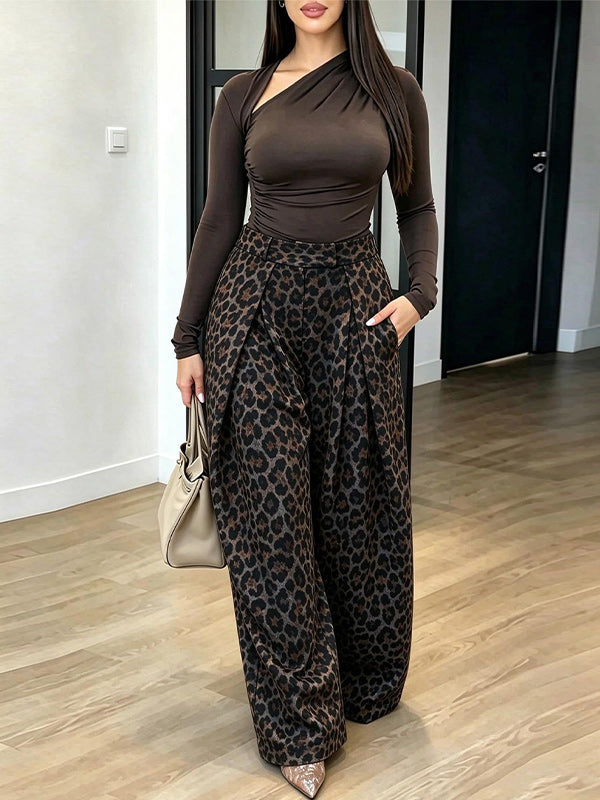 Leopard Wide-Leg Palazzo Pants