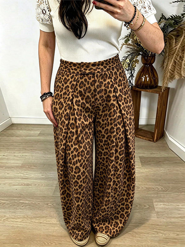 Leopard Wide-Leg Palazzo Pants