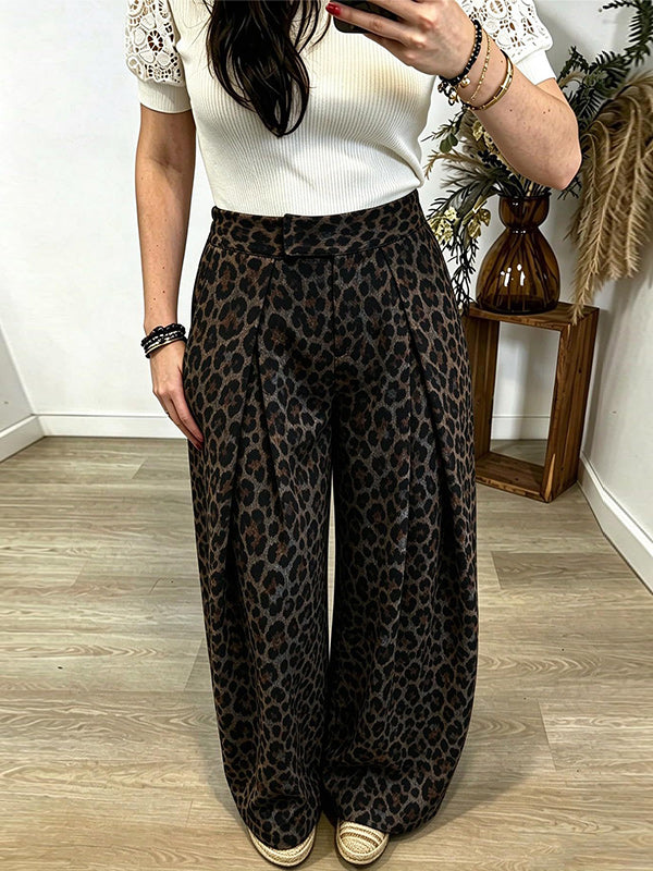 Leopard Wide-Leg Palazzo Pants