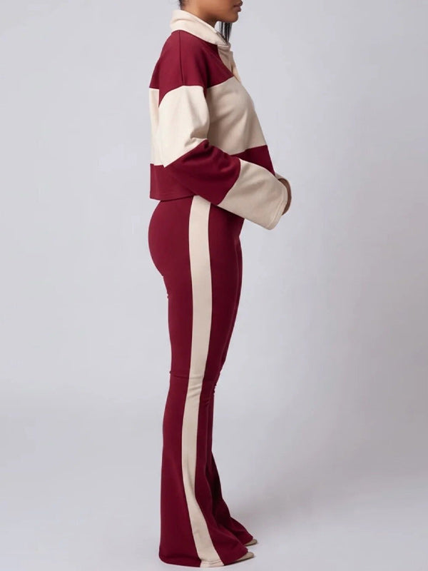 Two-Tone Polo Top & Pants Set