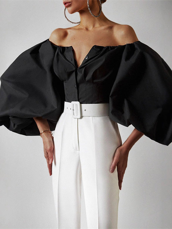 Off-Shoulder Puff-Sleeve Blouse