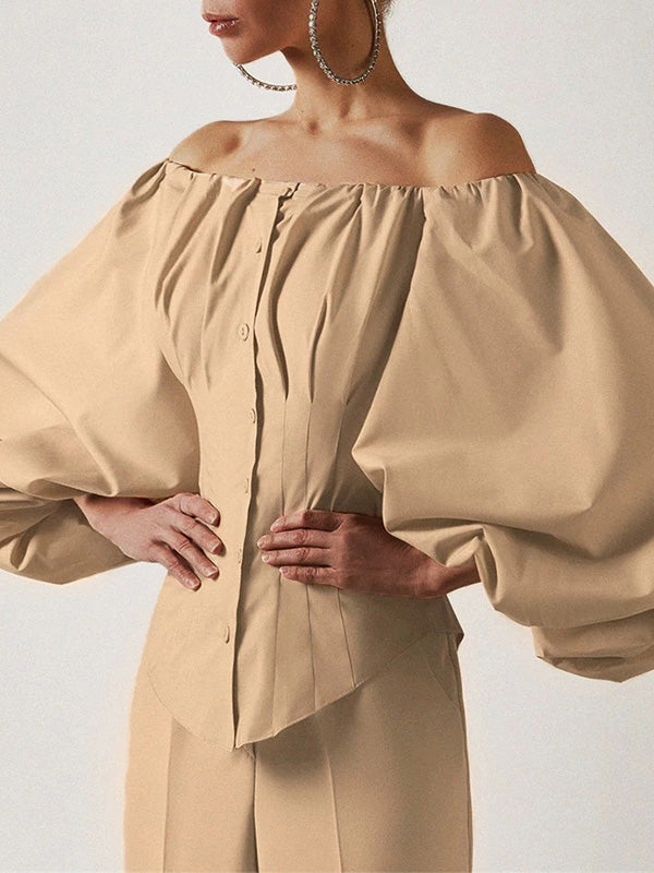 Off-Shoulder Puff-Sleeve Blouse