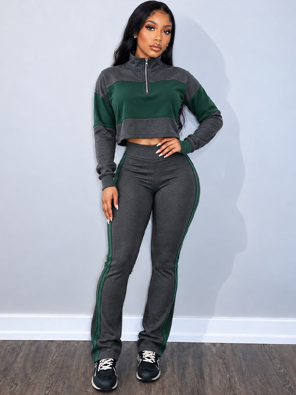 Two-Tone Zip Top & Pants Set