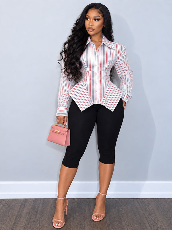 Stripe Asymmetric Shirt