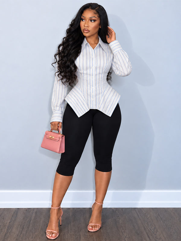 Stripe Asymmetric Shirt