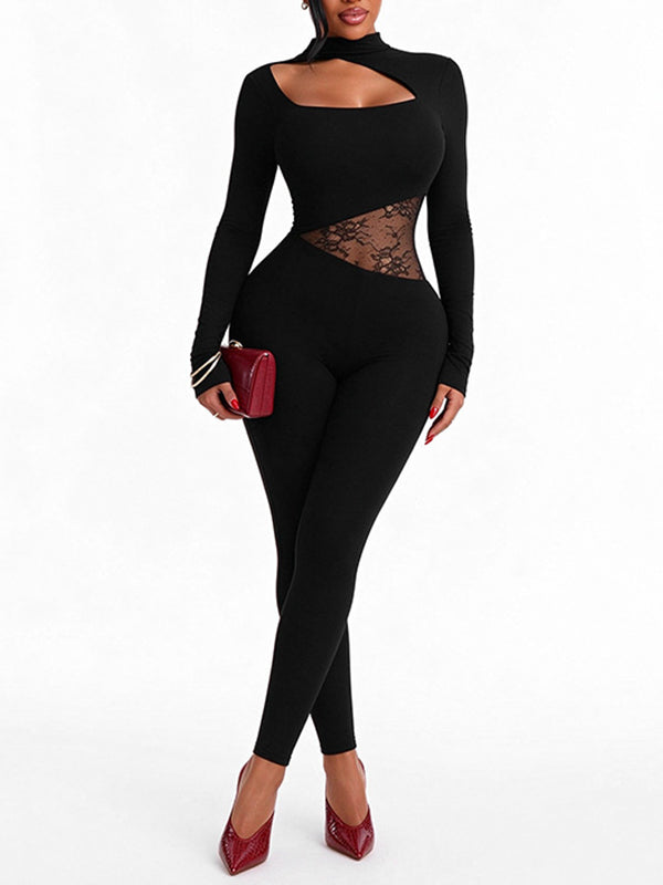 Lace Combo Cutout Jumpsuit