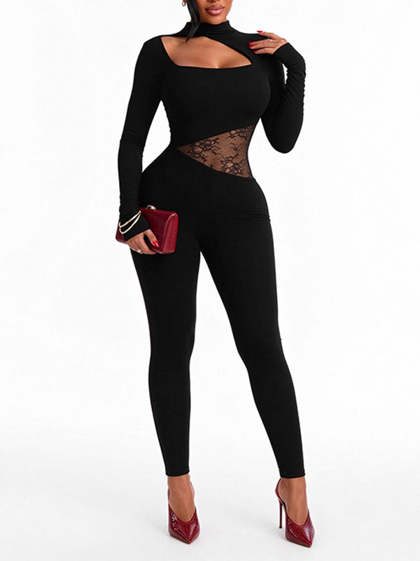 Lace Combo Cutout Jumpsuit