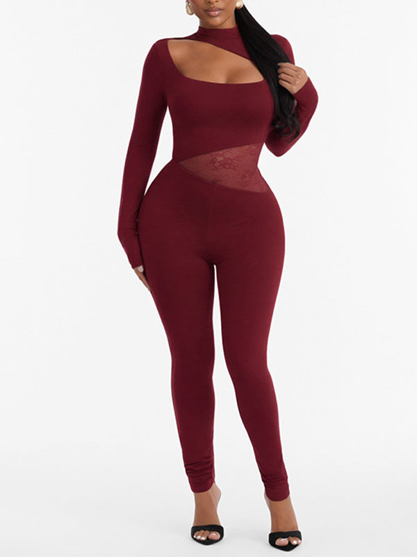Lace Combo Cutout Jumpsuit