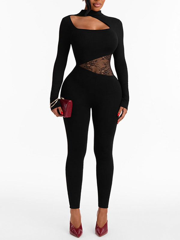 Lace Combo Cutout Jumpsuit