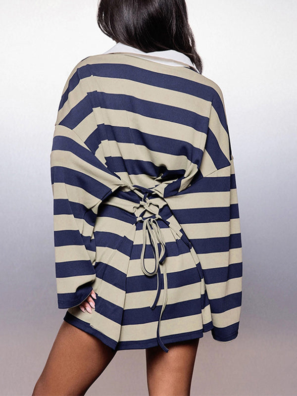 Stripe Tie-Back Polo Dress