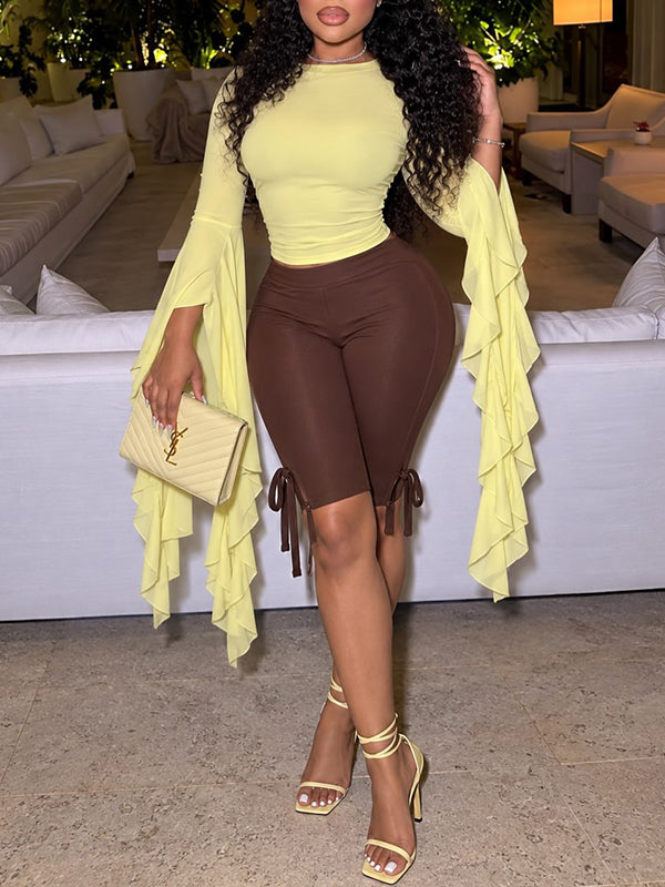 Draped Top & Capri Pants Set